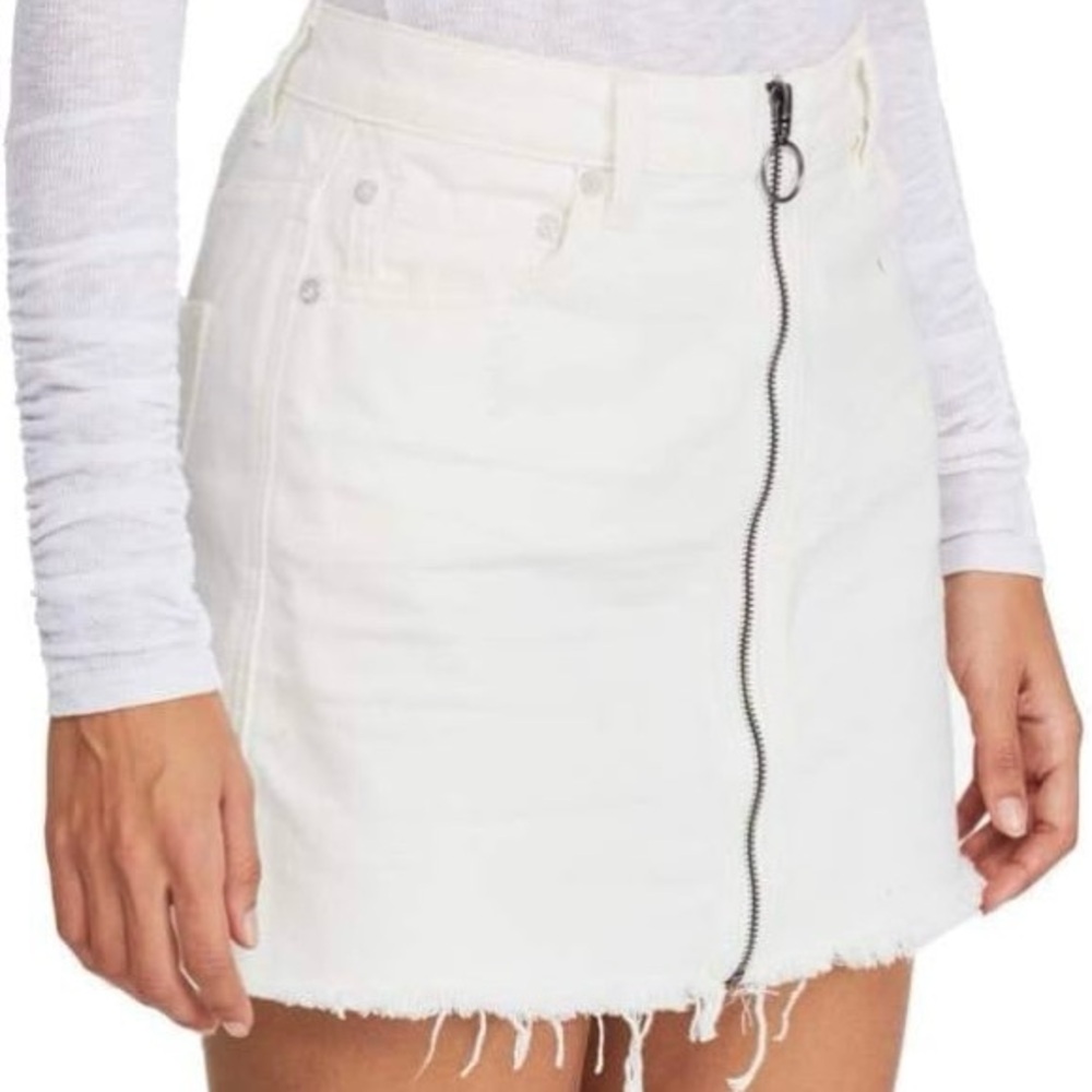 We The Free 100% Cotton White Denim Skirt